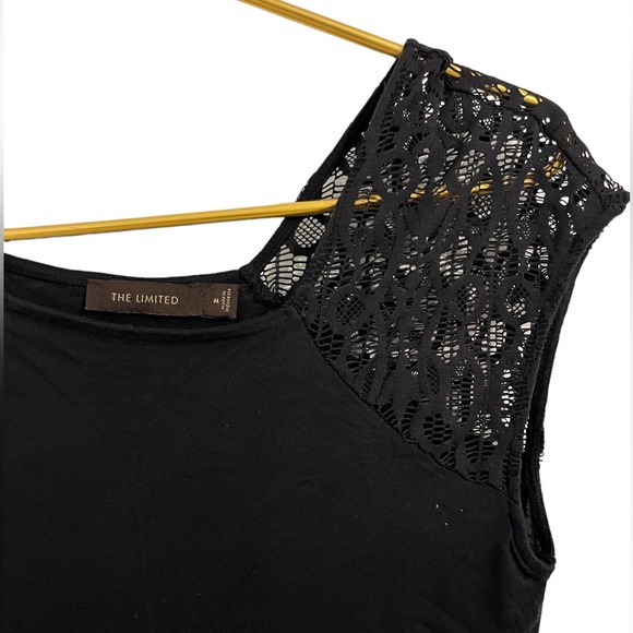 The Limited black top asymmetrical with lace sleeve size M - Picture 4 of 6
